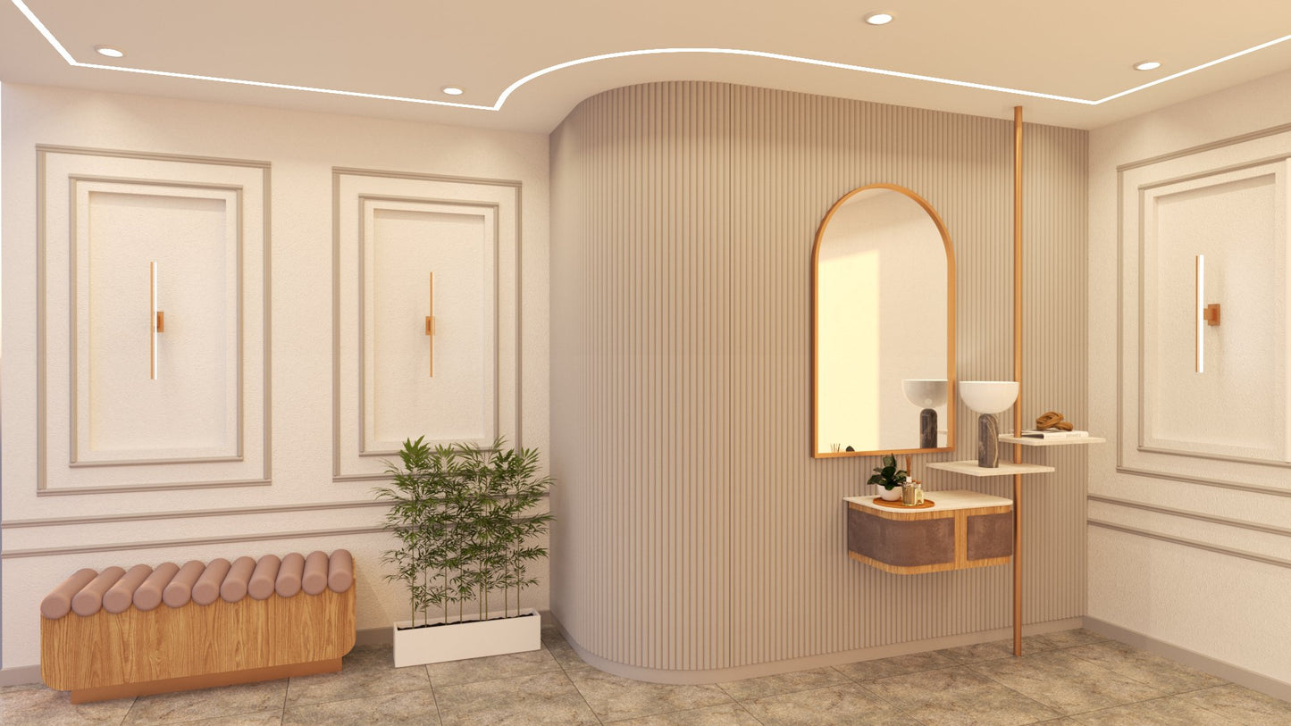 Flexible MDF Wall Panel - Textured Surface for Noise Reduction, Premium Finish, Honey Oak Color, 0.35" Depth, 8.09" Width, 108.27" Height, Easy Installation