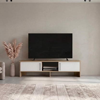 Dago 65" TV Stand with 4 Open Shelves, 2 Doors, Modern Media Console for Living Room Entertainment Storage