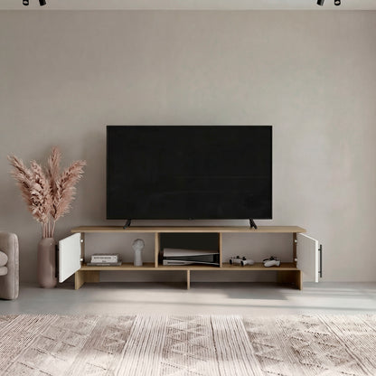 Dago 65" TV Stand with 4 Open Shelves, 2 Doors, Modern Media Console for Living Room Entertainment Storage
