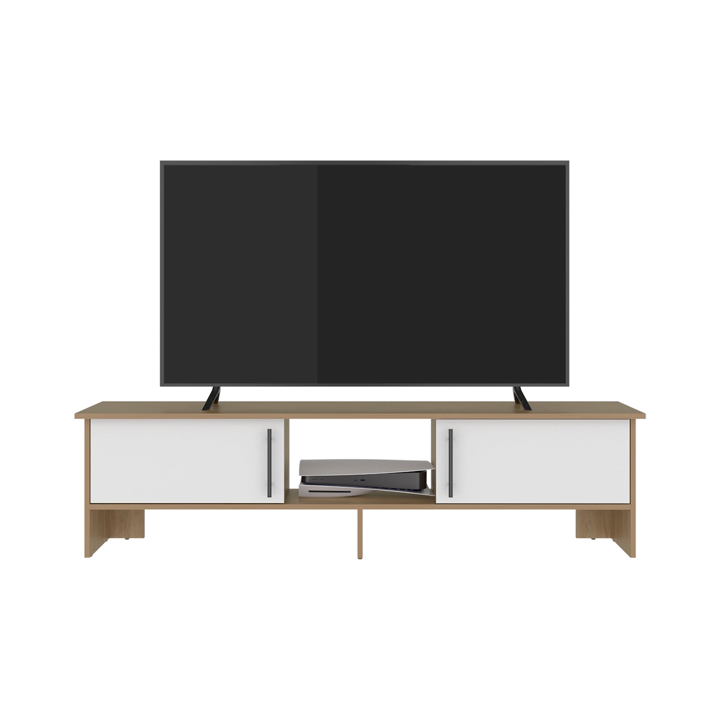 Dago 65" TV Stand with 4 Open Shelves, 2 Doors, Modern Media Console for Living Room Entertainment Storage