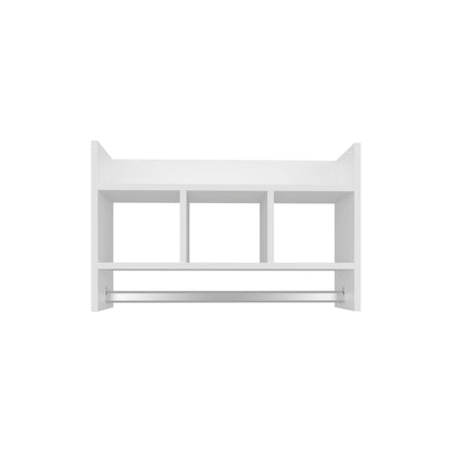 Starke Bathroom Wall Shelf with Towel Bar, Compact Storage With A Wide Upper Shelf, Three Comapct Middle Shelves and Towel Holder for Bathroom Organizer