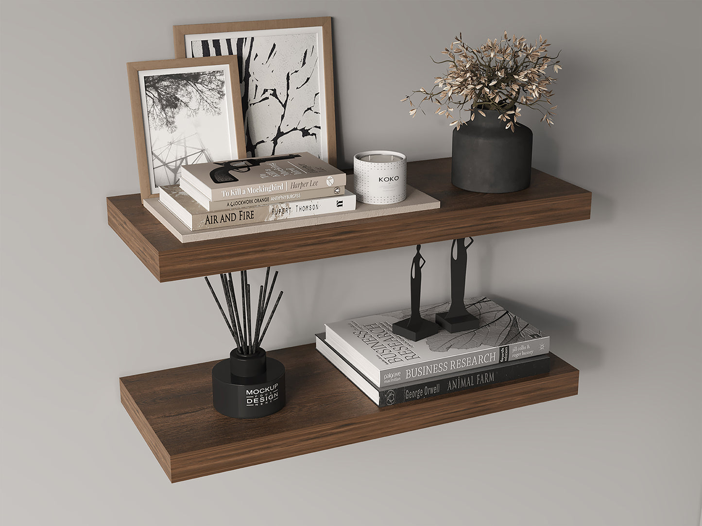 TUHOME Ecco 31.5-Inch Floating Shelves Set of Two with Hidden Brackets, Modern Wall-Mounted Shelves for Bedroom, Bathroom or Living Room Décor, Minimalist Display and Storage Solution for Books, Photos and Accessories