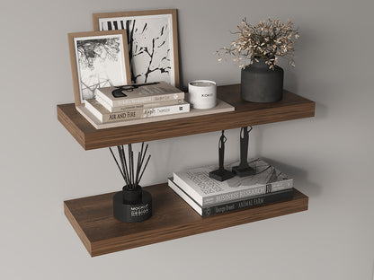 TUHOME Ecco 31.5-Inch Floating Shelves Set of Two with Hidden Brackets, Modern Wall-Mounted Shelves for Bedroom, Bathroom or Living Room Décor, Minimalist Display and Storage Solution for Books, Photos and Accessories