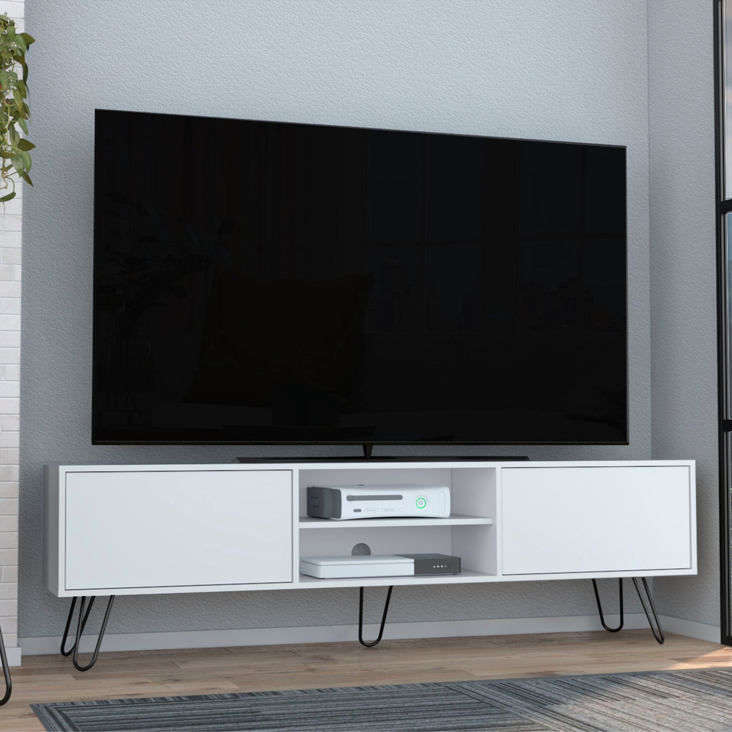 Vassel TV Rack with Two Drawers and Two Shelves