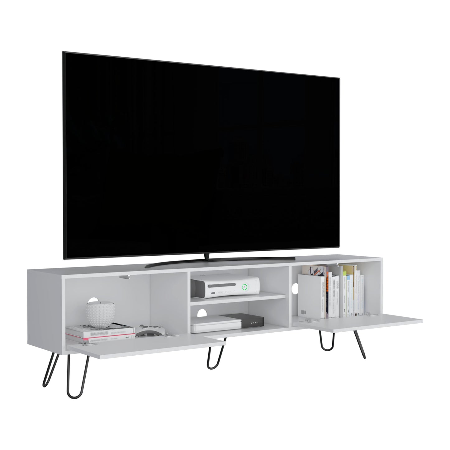 Vassel TV Rack with Two Drawers and Two Shelves