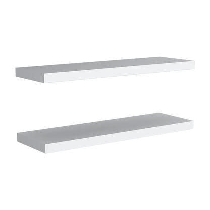 TUHOME Ecco 31.5-Inch Floating Shelves Set of Two with Hidden Brackets, Modern Wall-Mounted Shelves for Bedroom, Bathroom or Living Room Décor, Minimalist Display and Storage Solution for Books, Photos and Accessories