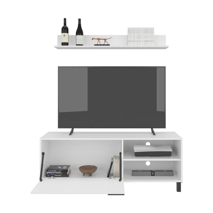 Bryce Tv Stand Two Doors, Open Shelves And Spacious Top Surface, Modern Entertainment Unit