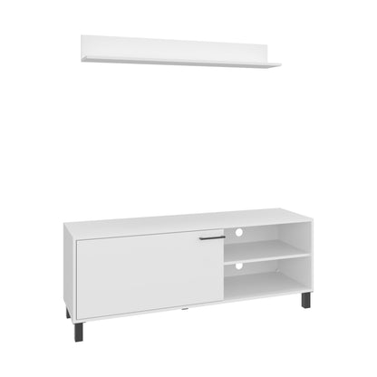 Bryce Tv Stand Two Doors, Open Shelves And Spacious Top Surface, Modern Entertainment Unit