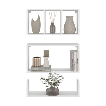 Trego Wall Shelves Set of 3, Modern Floating Shelves for Home Storage and Decoration of Living Rooms, Studios, Office or Bedroom