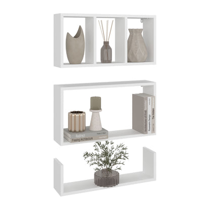 Trego Wall Shelves Set of 3, Modern Floating Shelves for Home Storage and Decoration of Living Rooms, Studios, Office or Bedroom