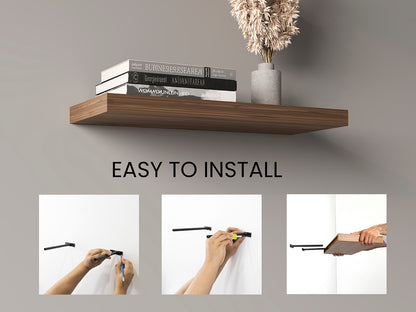 TUHOME Ecco 31.5-Inch Floating Shelves Set of Two with Hidden Brackets, Modern Wall-Mounted Shelves for Bedroom, Bathroom or Living Room Décor, Minimalist Display and Storage Solution for Books, Photos and Accessories