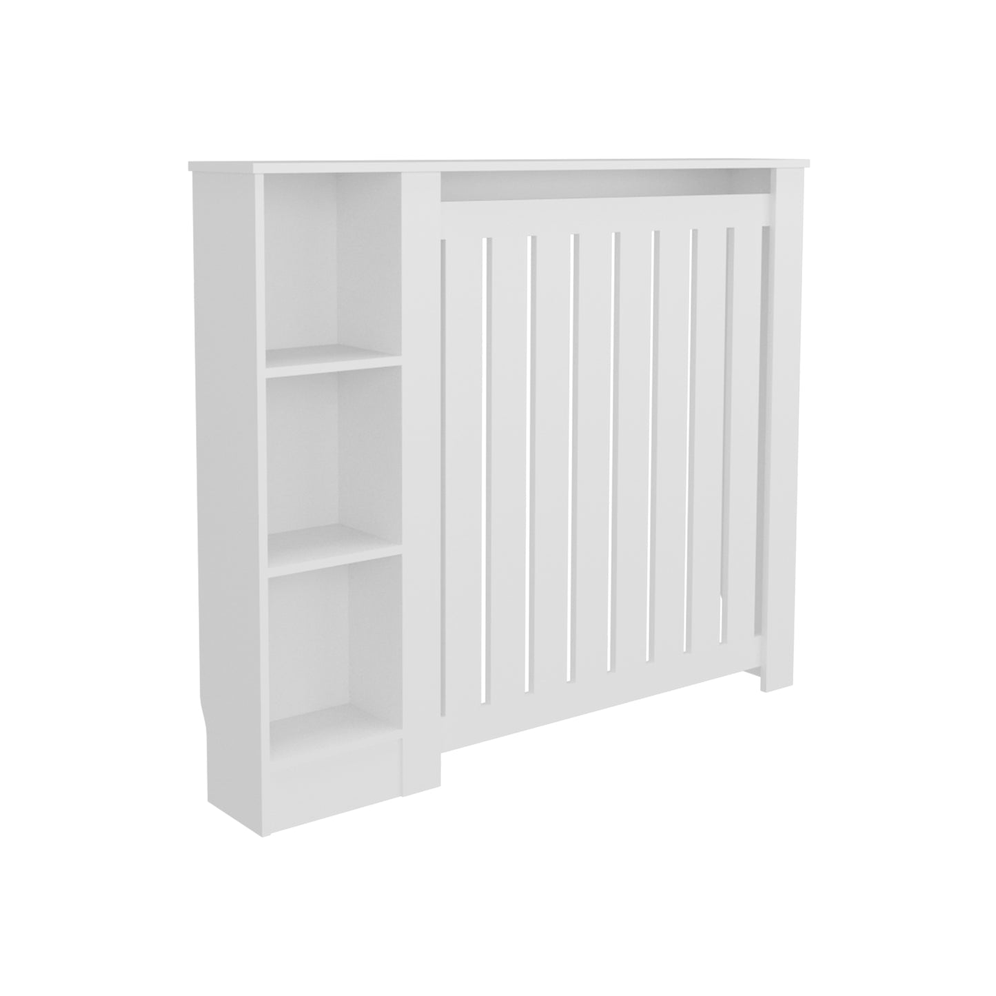 Radiator Cover Cabinet Joseph with Slatted Frame and 3 Shelves, Decorative Heater Cover, Modern Furniture Accent