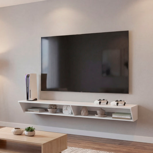 Russel 65" TV Stand with 3 Open Shelves, Modern Media Console for Living Room Entertainment Storage