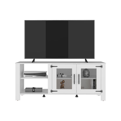 Freedom 65" TV Stand with 5 Open Shelves, 2 Doors, Modern Media Console for Living Room Entertainment Storage