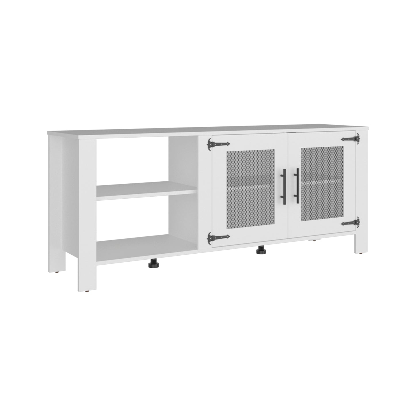 Freedom 65" TV Stand with 5 Open Shelves, 2 Doors, Modern Media Console for Living Room Entertainment Storage