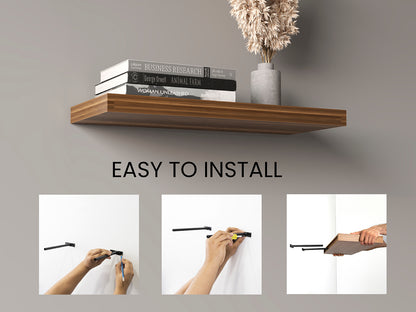 TUHOME Ecco 31.5-Inch Floating Shelves Set of Two with Hidden Brackets, Modern Wall-Mounted Shelves for Bedroom, Bathroom or Living Room Décor, Minimalist Display and Storage Solution for Books, Photos and Accessories