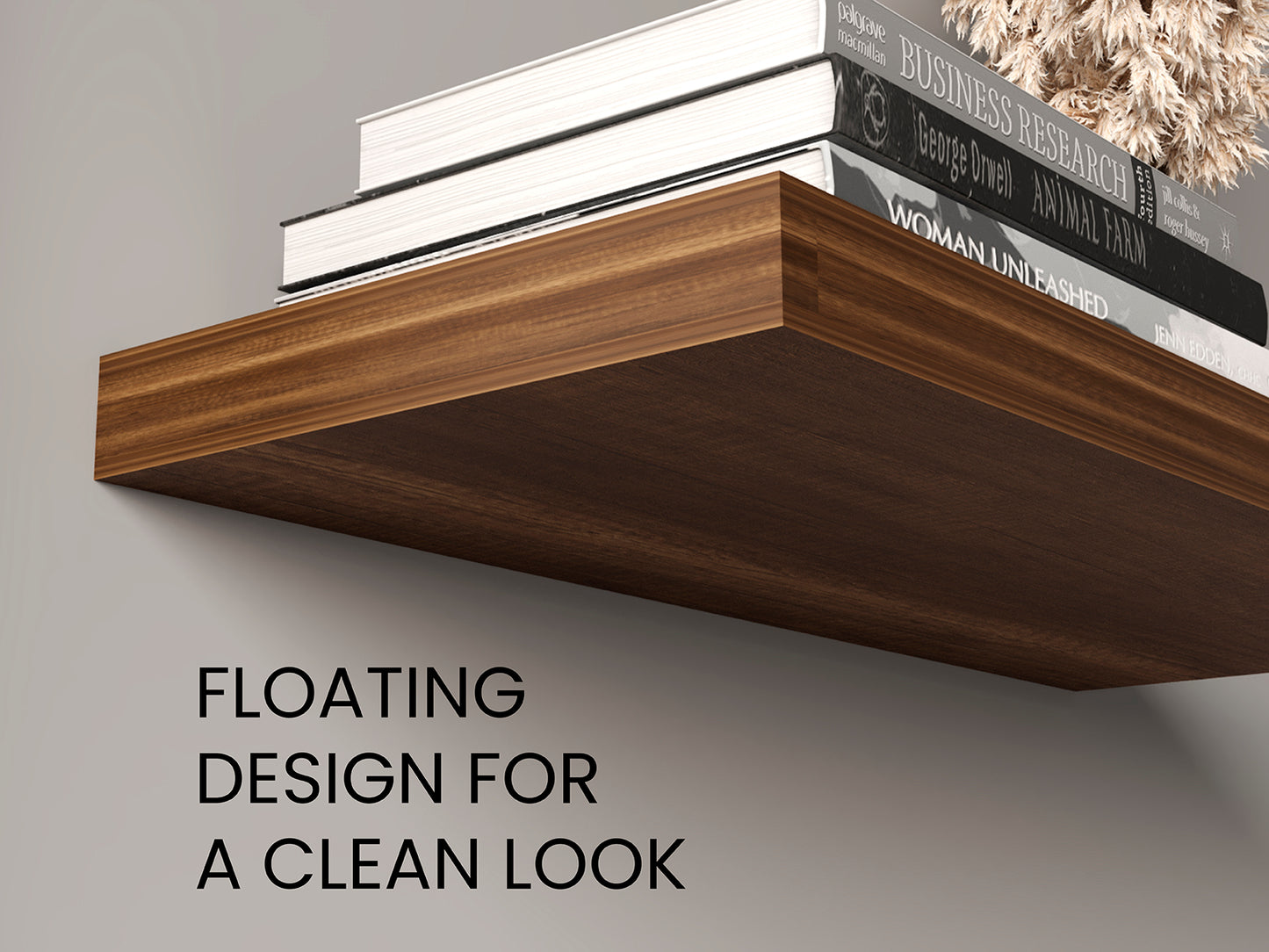 TUHOME Ecco 31.5-Inch Floating Shelves Set of Two with Hidden Brackets, Modern Wall-Mounted Shelves for Bedroom, Bathroom or Living Room Décor, Minimalist Display and Storage Solution for Books, Photos and Accessories