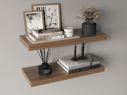 TUHOME Ecco 31.5-Inch Floating Shelves Set of Two with Hidden Brackets, Modern Wall-Mounted Shelves for Bedroom, Bathroom or Living Room Décor, Minimalist Display and Storage Solution for Books, Photos and Accessories