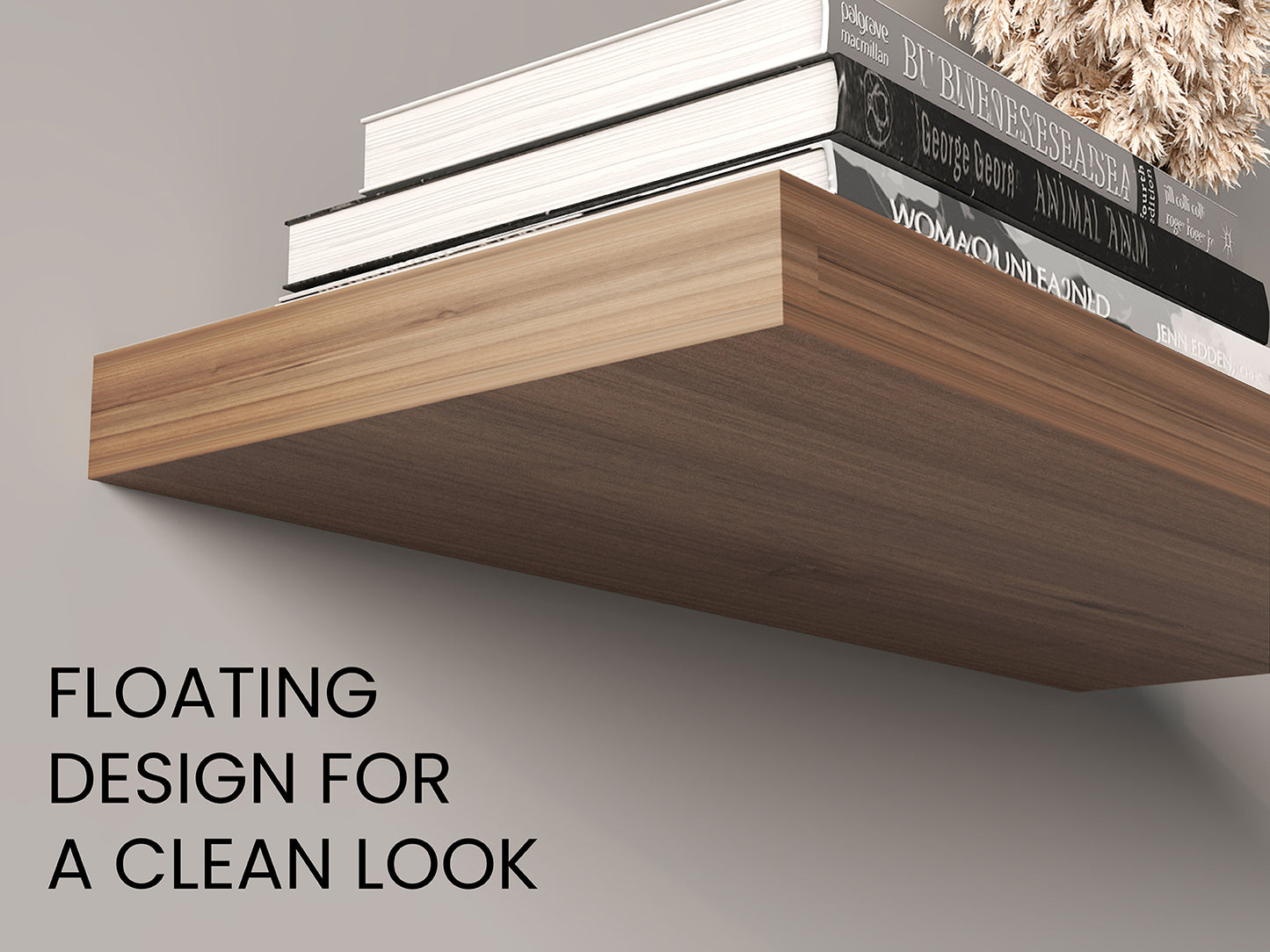 TUHOME Ecco 31.5-Inch Floating Shelves Set of Two with Hidden Brackets, Modern Wall-Mounted Shelves for Bedroom, Bathroom or Living Room Décor, Minimalist Display and Storage Solution for Books, Photos and Accessories