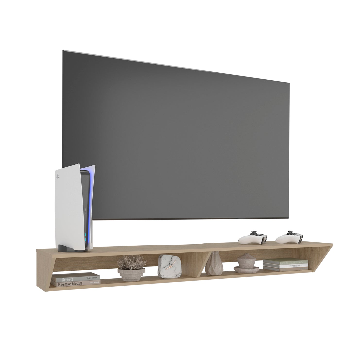 Russel 65" TV Stand with 3 Open Shelves, Modern Media Console for Living Room Entertainment Storage