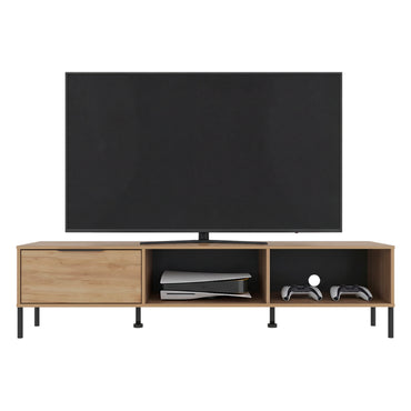 Dorne 80" TV Stand with 4 Open Shelves, 1 Drawer, Modern Media Console for Living Room Entertainment Storage