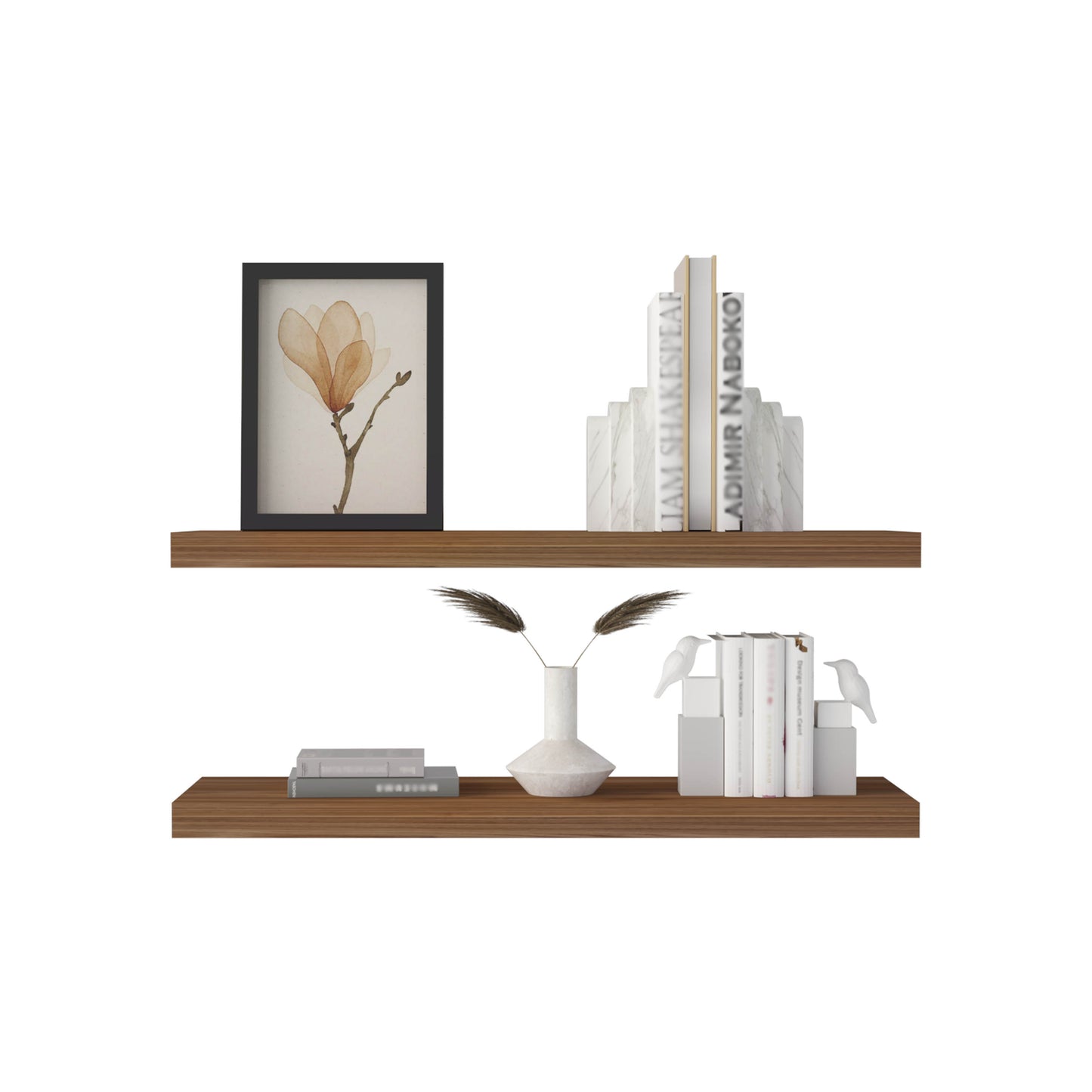 TUHOME Ecco 31.5-Inch Floating Shelves Set of Two with Hidden Brackets, Modern Wall-Mounted Shelves for Bedroom, Bathroom or Living Room Décor, Minimalist Display and Storage Solution for Books, Photos and Accessories