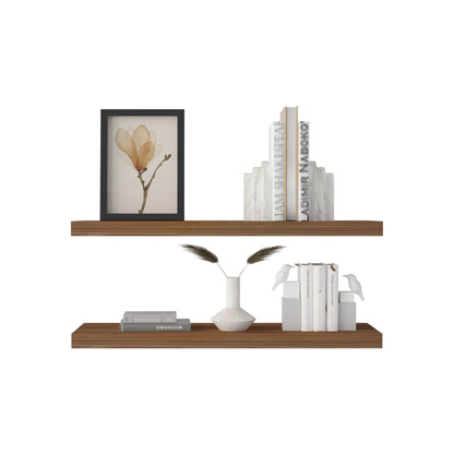 TUHOME Ecco 31.5-Inch Floating Shelves Set of Two with Hidden Brackets, Modern Wall-Mounted Shelves for Bedroom, Bathroom or Living Room Décor, Minimalist Display and Storage Solution for Books, Photos and Accessories
