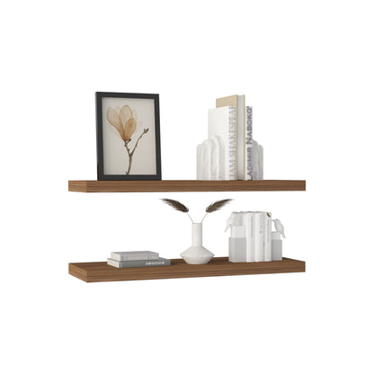 TUHOME Ecco 31.5-Inch Floating Shelves Set of Two with Hidden Brackets, Modern Wall-Mounted Shelves for Bedroom, Bathroom or Living Room Décor, Minimalist Display and Storage Solution for Books, Photos and Accessories