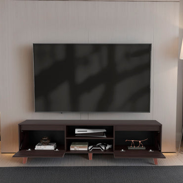 Polaris TV Stand with Open Shelves, Two Storage Shelves For Media Storage and Entertainment Console, Perfect for Living Room or Bedroom