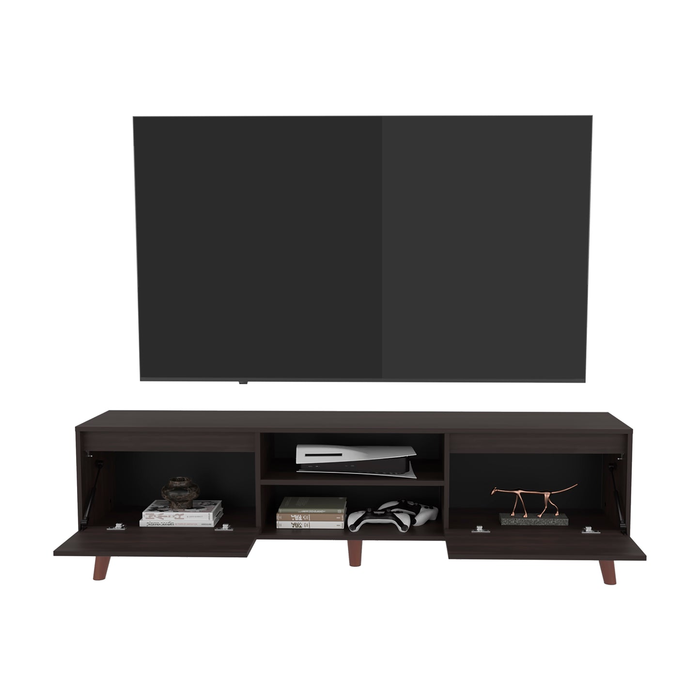 Polaris TV Stand with Open Shelves, Two Storage Shelves For Media Storage and Entertainment Console, Perfect for Living Room or Bedroom