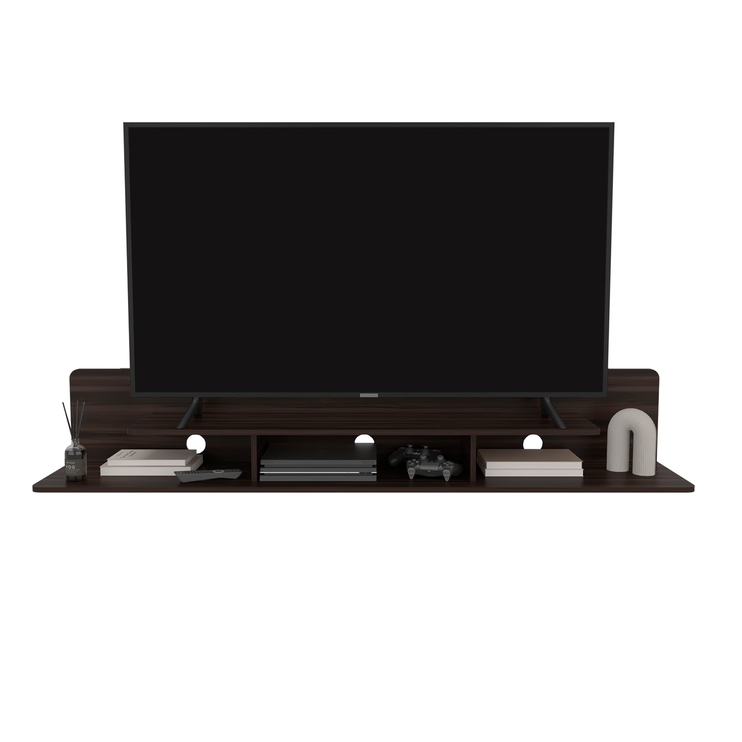Marquis Floating TV Stand with Open Shelves, Modern Media Console for Living Room or Entertainment Area
