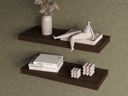 TUHOME Ecco 31.5-Inch Floating Shelves Set of Two with Hidden Brackets, Modern Wall-Mounted Shelves for Bedroom, Bathroom or Living Room Décor, Minimalist Display and Storage Solution for Books, Photos and Accessories