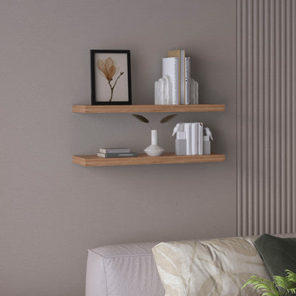 TUHOME Ecco 31.5-Inch Floating Shelves Set of Two with Hidden Brackets, Modern Wall-Mounted Shelves for Bedroom, Bathroom or Living Room Décor, Minimalist Display and Storage Solution for Books, Photos and Accessories