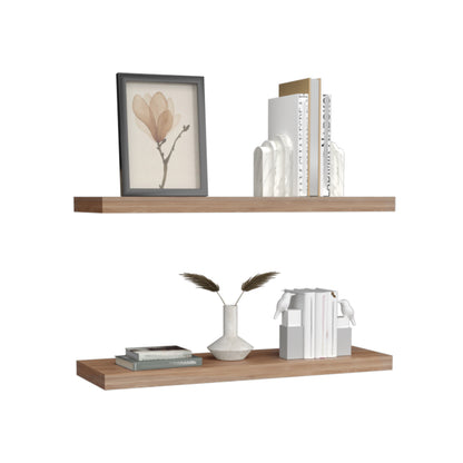 TUHOME Ecco 31.5-Inch Floating Shelves Set of Two with Hidden Brackets, Modern Wall-Mounted Shelves for Bedroom, Bathroom or Living Room Décor, Minimalist Display and Storage Solution for Books, Photos and Accessories