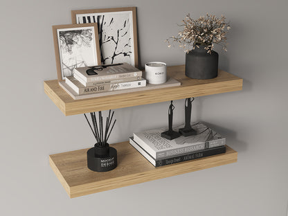 TUHOME Ecco 31.5-Inch Floating Shelves Set of Two with Hidden Brackets, Modern Wall-Mounted Shelves for Bedroom, Bathroom or Living Room Décor, Minimalist Display and Storage Solution for Books, Photos and Accessories