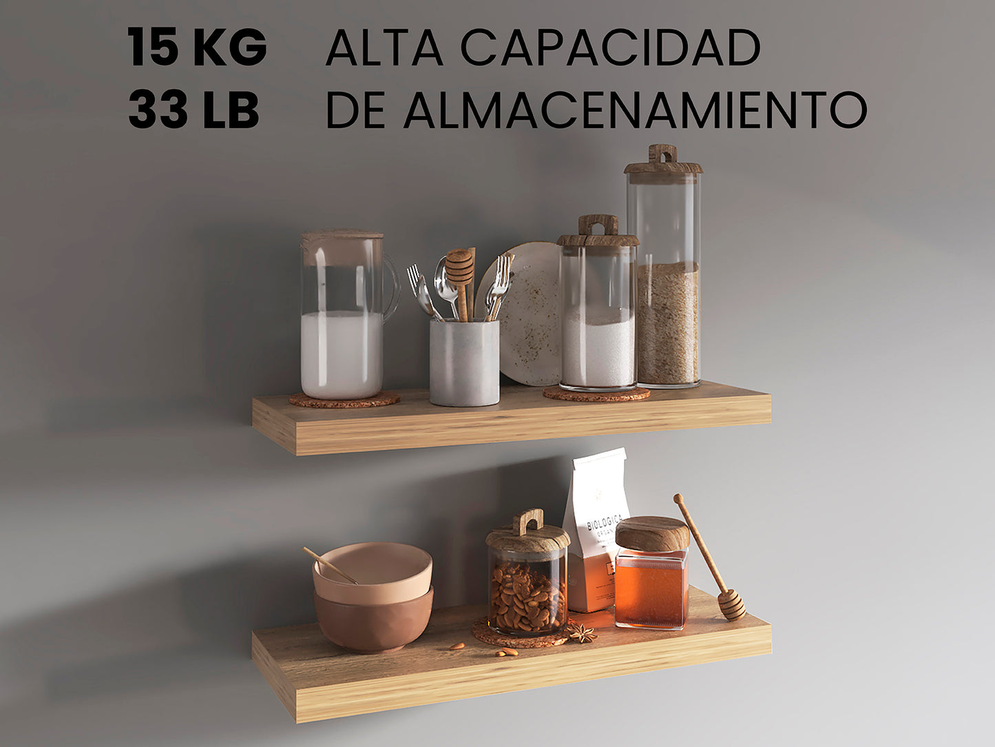 TUHOME Ecco 31.5-Inch Floating Shelves Set of Two with Hidden Brackets, Modern Wall-Mounted Shelves for Bedroom, Bathroom or Living Room Décor, Minimalist Display and Storage Solution for Books, Photos and Accessories