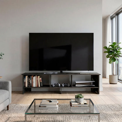 Belga 65" TV Stand with 4 Open Shelves, Modern Media Console for Living Room Entertainment Storage