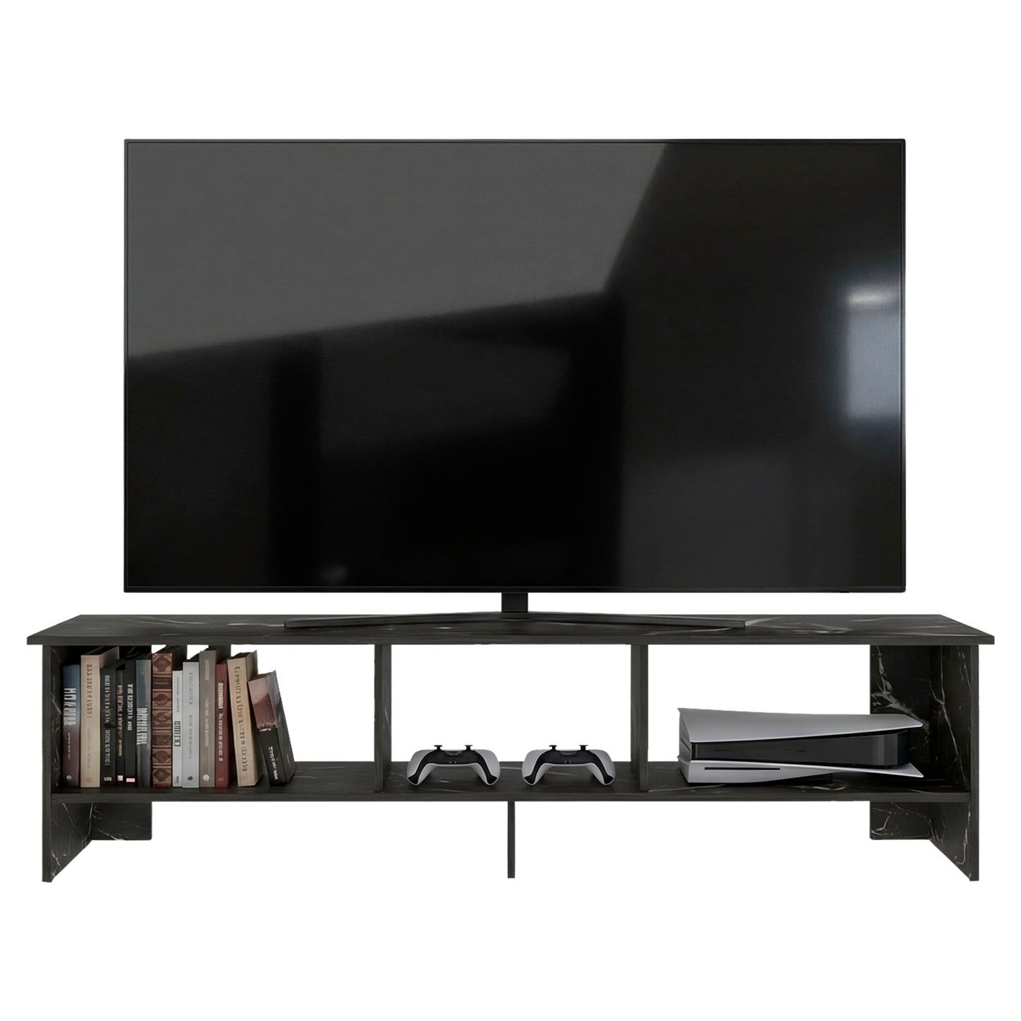 Belga 65" TV Stand with 4 Open Shelves, Modern Media Console for Living Room Entertainment Storage