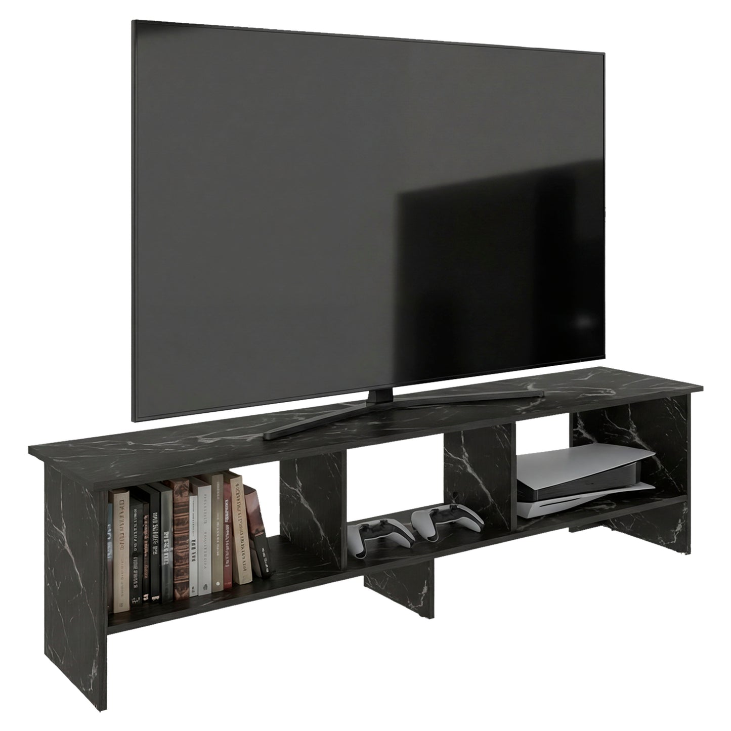 Belga 65" TV Stand with 4 Open Shelves, Modern Media Console for Living Room Entertainment Storage