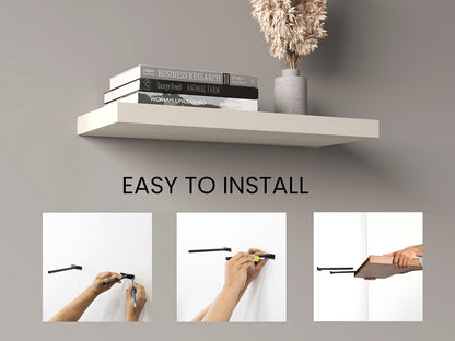 TUHOME Ecco 31.5-Inch Floating Shelves Set of Two with Hidden Brackets, Modern Wall-Mounted Shelves for Bedroom, Bathroom or Living Room Décor, Minimalist Display and Storage Solution for Books, Photos and Accessories