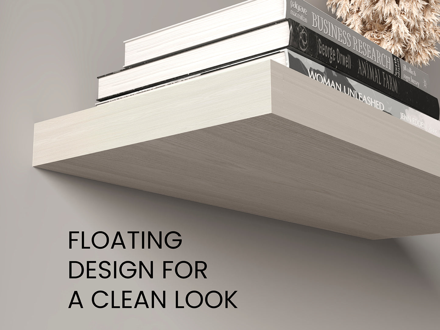 TUHOME Ecco 31.5-Inch Floating Shelves Set of Two with Hidden Brackets, Modern Wall-Mounted Shelves for Bedroom, Bathroom or Living Room Décor, Minimalist Display and Storage Solution for Books, Photos and Accessories
