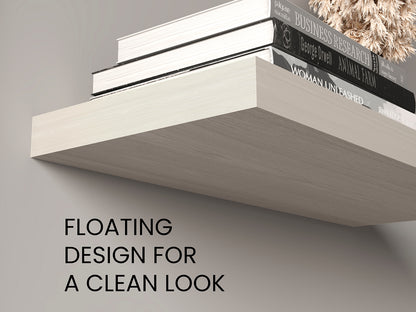 TUHOME Ecco 31.5-Inch Floating Shelves Set of Two with Hidden Brackets, Modern Wall-Mounted Shelves for Bedroom, Bathroom or Living Room Décor, Minimalist Display and Storage Solution for Books, Photos and Accessories