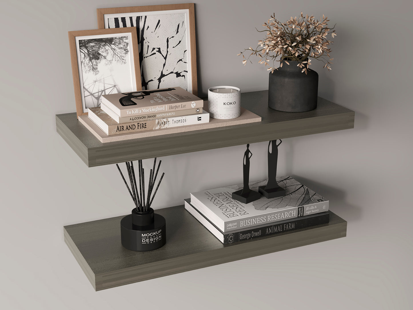 TUHOME Ecco 31.5-Inch Floating Shelves Set of Two with Hidden Brackets, Modern Wall-Mounted Shelves for Bedroom, Bathroom or Living Room Décor, Minimalist Display and Storage Solution for Books, Photos and Accessories