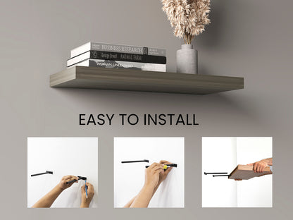 TUHOME Ecco 31.5-Inch Floating Shelves Set of Two with Hidden Brackets, Modern Wall-Mounted Shelves for Bedroom, Bathroom or Living Room Décor, Minimalist Display and Storage Solution for Books, Photos and Accessories