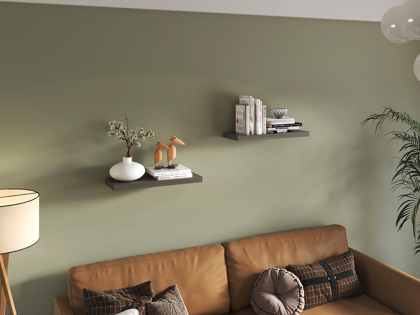 TUHOME Ecco 31.5-Inch Floating Shelves Set of Two with Hidden Brackets, Modern Wall-Mounted Shelves for Bedroom, Bathroom or Living Room Décor, Minimalist Display and Storage Solution for Books, Photos and Accessories