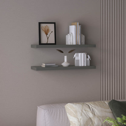 TUHOME Ecco 31.5-Inch Floating Shelves Set of Two with Hidden Brackets, Modern Wall-Mounted Shelves for Bedroom, Bathroom or Living Room Décor, Minimalist Display and Storage Solution for Books, Photos and Accessories