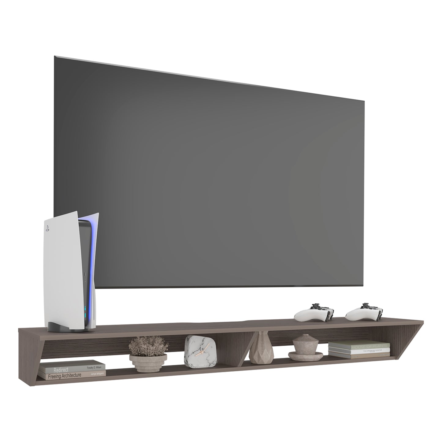 Russel 65" TV Stand with 3 Open Shelves, Modern Media Console for Living Room Entertainment Storage