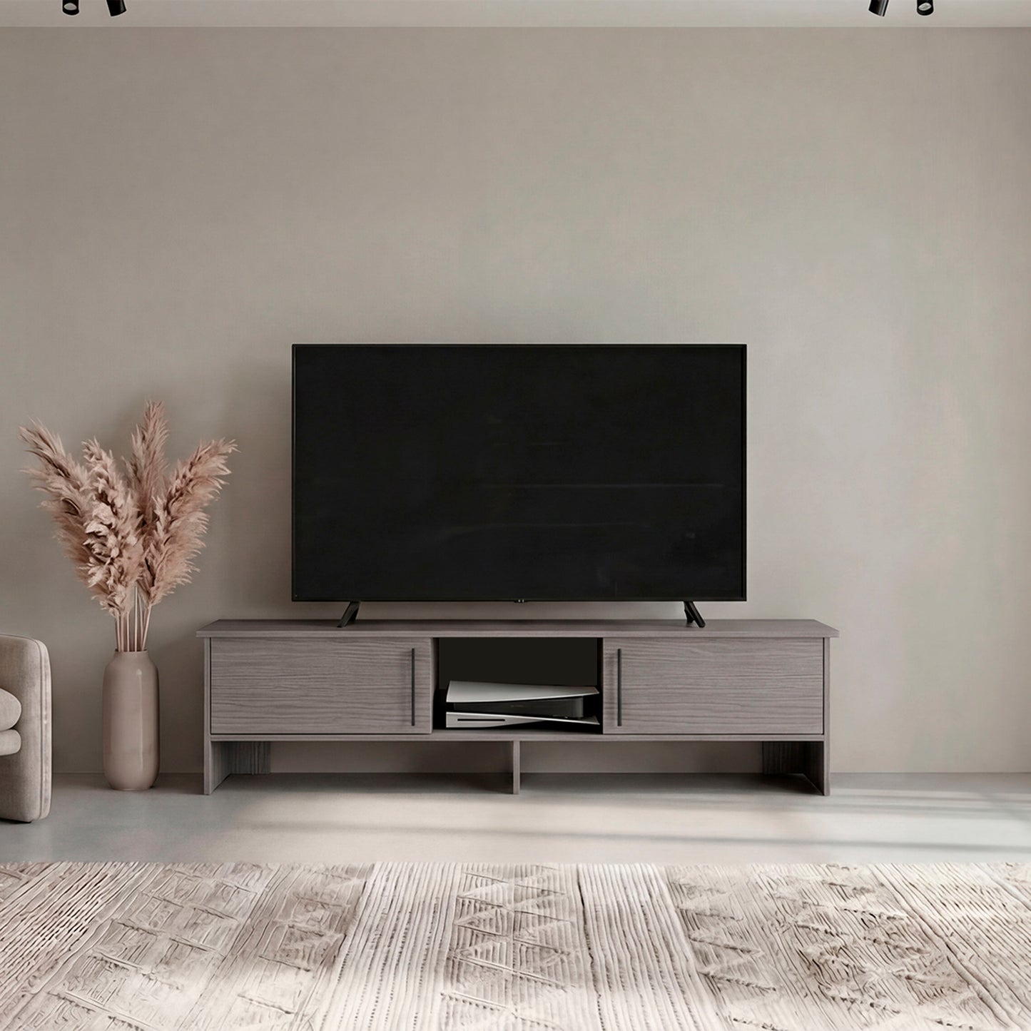 Dago 65" TV Stand with 4 Open Shelves, 2 Doors, Modern Media Console for Living Room Entertainment Storage