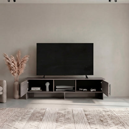 Dago 65" TV Stand with 4 Open Shelves, 2 Doors, Modern Media Console for Living Room Entertainment Storage