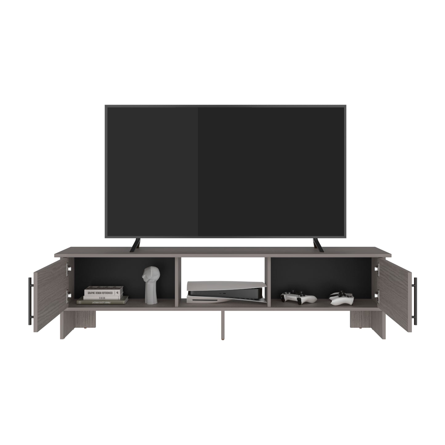 Dago 65" TV Stand with 4 Open Shelves, 2 Doors, Modern Media Console for Living Room Entertainment Storage